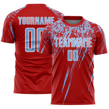Load image into Gallery viewer, Custom Red Light Blue-White Splash Sports Sublimation Soccer Uniform Jersey
