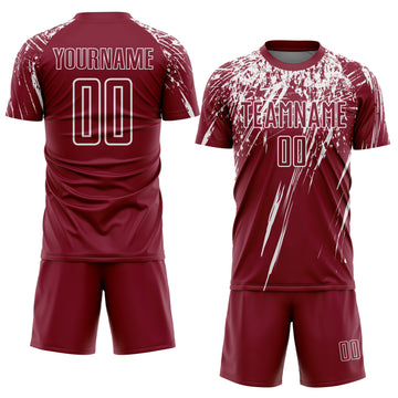 Custom Crimson White Splash Sports Sublimation Soccer Uniform Jersey