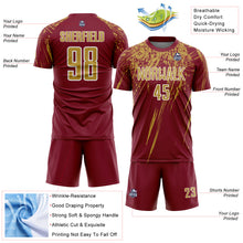Load image into Gallery viewer, Custom Crimson Old Gold-White Splash Sports Sublimation Soccer Uniform Jersey
