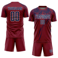 Загрузить изображение в средство просмотра галереи, Custom Crimson Navy-White Splash Sports Sublimation Soccer Uniform Jersey
