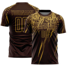 Laden Sie das Bild in den Galerie-Viewer, Custom Brown Old Gold Splash Sports Sublimation Soccer Uniform Jersey
