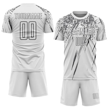 Custom White Steel Gray Splash Sports Sublimation Soccer Uniform Jersey