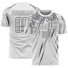 Load image into Gallery viewer, Custom White Steel Gray Splash Sports Sublimation Soccer Uniform Jersey
