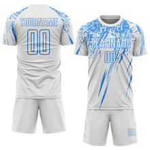 Load image into Gallery viewer, Custom White Powder Blue Splash Sports Sublimation Soccer Uniform Jersey
