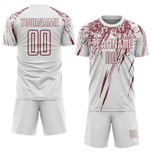 Charger l'image dans la galerie, Custom White Burgundy Splash Sports Sublimation Soccer Uniform Jersey
