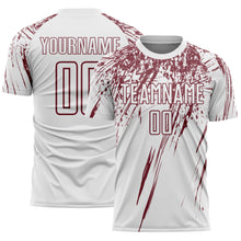 Charger l'image dans la galerie, Custom White Burgundy Splash Sports Sublimation Soccer Uniform Jersey
