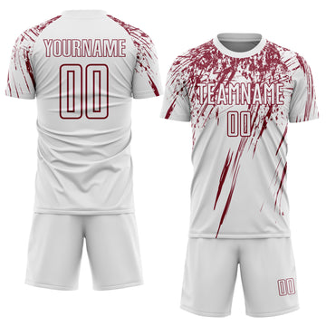 Custom White Crimson Splash Sports Sublimation Soccer Uniform Jersey