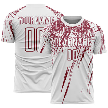 Custom White Crimson Splash Sports Sublimation Soccer Uniform Jersey