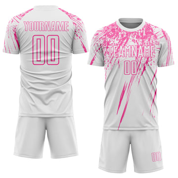 Custom White Pink Splash Sports Sublimation Soccer Uniform Jersey