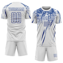 Load image into Gallery viewer, Custom White Royal Splash Sports Sublimation Soccer Uniform Jersey

