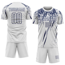 Загрузить изображение в средство просмотра галереи, Custom White Navy Splash Sports Sublimation Soccer Uniform Jersey
