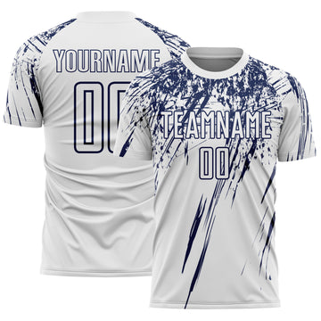 Custom White Navy Splash Sports Sublimation Soccer Uniform Jersey