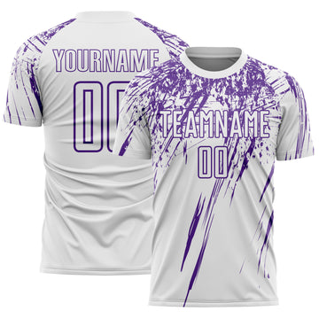 Custom White Purple Splash Sports Sublimation Soccer Uniform Jersey