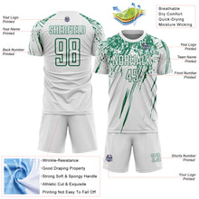 Загрузить изображение в средство просмотра галереи, Custom White Kelly Green Splash Sports Sublimation Soccer Uniform Jersey
