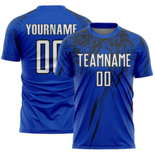 Charger l'image dans la galerie, Custom Thunder Blue White-Black Splash Sports Sublimation Soccer Uniform Jersey
