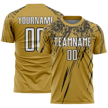 Charger l'image dans la galerie, Custom Old Gold White-Black Splash Sports Sublimation Soccer Uniform Jersey
