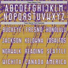 Load image into Gallery viewer, Custom Old Gold White-Purple Splash Sports Sublimation Soccer Uniform Jersey
