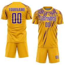 Загрузить изображение в средство просмотра галереи, Custom Gold Purple-White Splash Sports Sublimation Soccer Uniform Jersey
