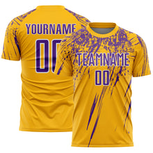 Загрузить изображение в средство просмотра галереи, Custom Gold Purple-White Splash Sports Sublimation Soccer Uniform Jersey
