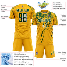 Laden Sie das Bild in den Galerie-Viewer, Custom Gold Green-White Splash Sports Sublimation Soccer Uniform Jersey
