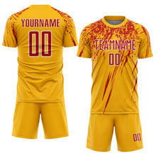 Load image into Gallery viewer, Custom Gold Red-White Splash Sports Sublimation Soccer Uniform Jersey

