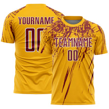 Загрузить изображение в средство просмотра галереи, Custom Gold Crimson-White Splash Sports Sublimation Soccer Uniform Jersey
