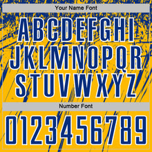 Load image into Gallery viewer, Custom Gold Royal-White Splash Sports Sublimation Soccer Uniform Jersey
