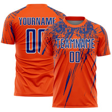 Загрузить изображение в средство просмотра галереи, Custom Orange Royal-White Splash Sports Sublimation Soccer Uniform Jersey
