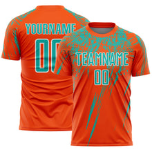 Загрузить изображение в средство просмотра галереи, Custom Orange Aqua-White Splash Sports Sublimation Soccer Uniform Jersey
