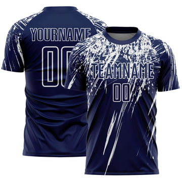 Custom Navy White Splash Sports Sublimation Soccer Uniform Jersey