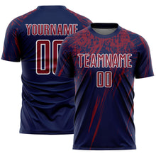 Load image into Gallery viewer, Custom Navy Crimson-White Splash Sports Sublimation Soccer Uniform Jersey
