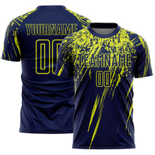 Загрузить изображение в средство просмотра галереи, Custom Navy Neon Yellow Splash Sports Sublimation Soccer Uniform Jersey

