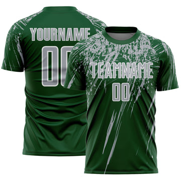 Custom Green Gray-White Splash Sports Sublimation Soccer Uniform Jersey