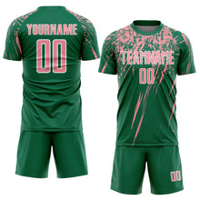 Load image into Gallery viewer, Custom Kelly Green Medium Pink-White Splash Sports Sublimation Soccer Uniform Jersey
