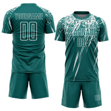 Загрузить изображение в средство просмотра галереи, Custom Teal White Splash Sports Sublimation Soccer Uniform Jersey
