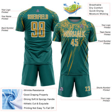Загрузить изображение в средство просмотра галереи, Custom Teal Old Gold-White Splash Sports Sublimation Soccer Uniform Jersey

