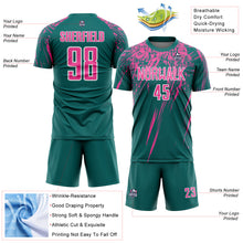 Загрузить изображение в средство просмотра галереи, Custom Teal Pink-White Splash Sports Sublimation Soccer Uniform Jersey
