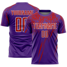 Laden Sie das Bild in den Galerie-Viewer, Custom Purple Red-White Splash Sports Sublimation Soccer Uniform Jersey
