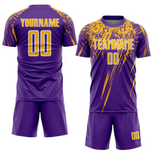 Загрузить изображение в средство просмотра галереи, Custom Purple Gold-White Splash Sports Sublimation Soccer Uniform Jersey
