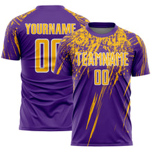 Загрузить изображение в средство просмотра галереи, Custom Purple Gold-White Splash Sports Sublimation Soccer Uniform Jersey
