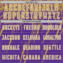 Charger l'image dans la galerie, Custom Purple Old Gold-White Splash Sports Sublimation Soccer Uniform Jersey
