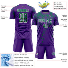 Загрузить изображение в средство просмотра галереи, Custom Purple Kelly Green-White Splash Sports Sublimation Soccer Uniform Jersey
