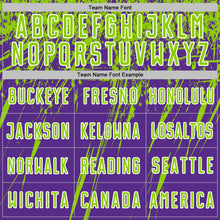 Load image into Gallery viewer, Custom Purple Neon Green-White Splash Sports Sublimation Soccer Uniform Jersey
