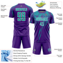 Charger l'image dans la galerie, Custom Purple Aqua-White Splash Sports Sublimation Soccer Uniform Jersey
