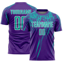 Charger l'image dans la galerie, Custom Purple Aqua-White Splash Sports Sublimation Soccer Uniform Jersey
