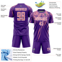Загрузить изображение в средство просмотра галереи, Custom Purple Medium Pink-White Splash Sports Sublimation Soccer Uniform Jersey
