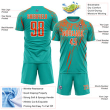 Load image into Gallery viewer, Custom Aqua Orange-White Splash Sports Sublimation Soccer Uniform Jersey

