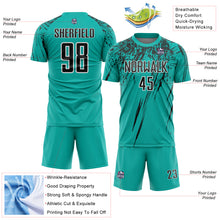 Load image into Gallery viewer, Custom Aqua Black-White Splash Sports Sublimation Soccer Uniform Jersey
