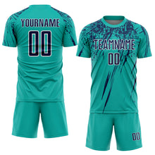 Load image into Gallery viewer, Custom Aqua Navy-White Splash Sports Sublimation Soccer Uniform Jersey

