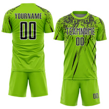Laden Sie das Bild in den Galerie-Viewer, Custom Neon Green Black-White Splash Sports Sublimation Soccer Uniform Jersey
